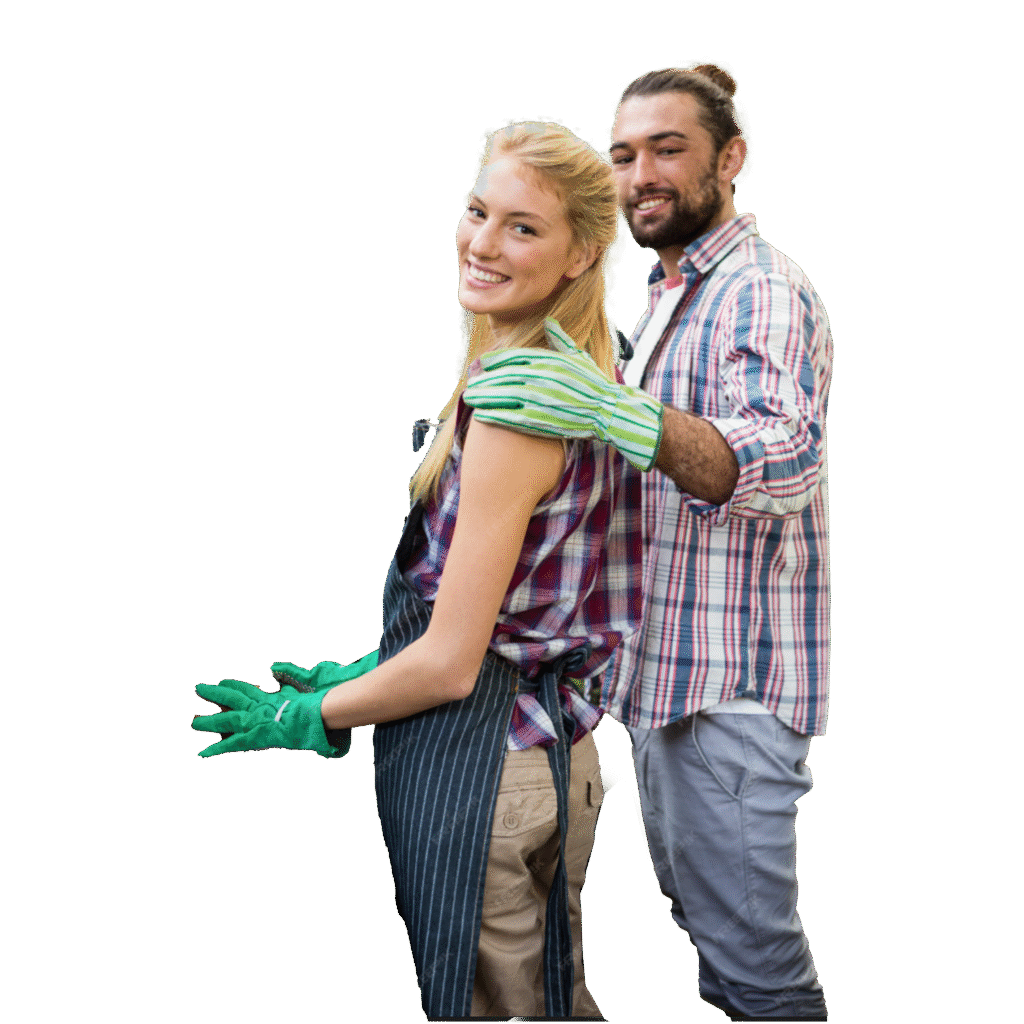 homme et femme jardinage